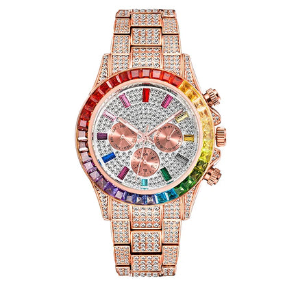Hip Hop Iced Out, Green Diamond Watch For Men