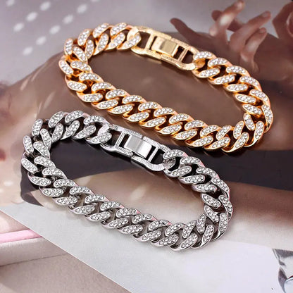 New Luxury 12mm Iced Out Cuban Link Bracelet For Women
