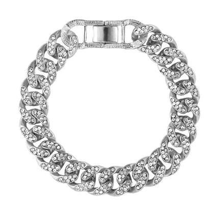 New Luxury 12mm Iced Out Cuban Link Bracelet For Women