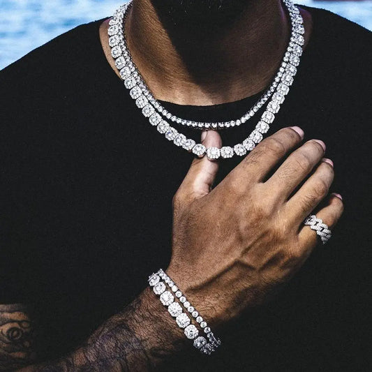 5A Cubic Zirconia Iced Out  jewelry Set For Men