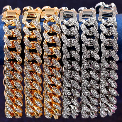 New Luxury 12mm Iced Out Cuban Link Bracelet For Women