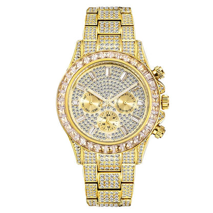 Hip Hop Iced Out, Green Diamond Watch For Men