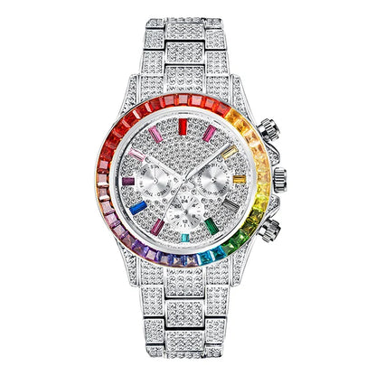 Hip Hop Iced Out, Green Diamond Watch For Men