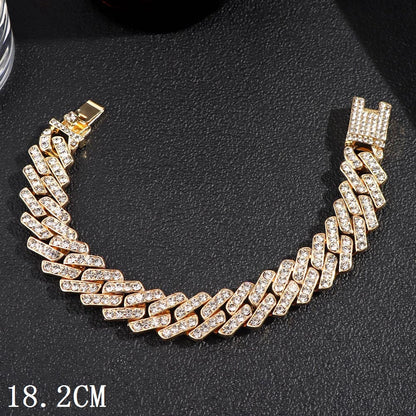 New Luxury 12mm Iced Out Cuban Link Bracelet For Women