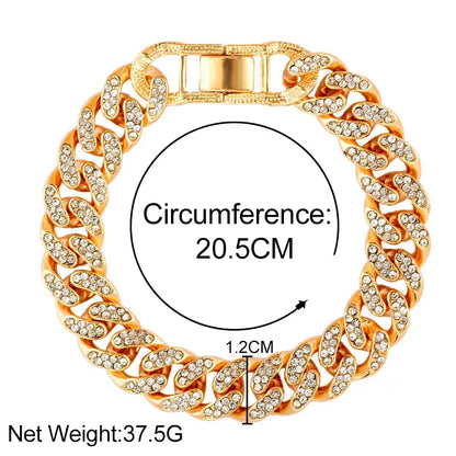 New Luxury 12mm Iced Out Cuban Link Bracelet For Women
