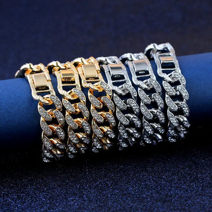 New Luxury 12mm Iced Out Cuban Link Bracelet For Women