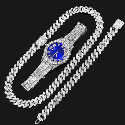 Iced Out Necklace, Watch, Bracelet For Men