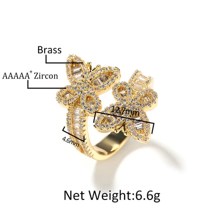 Iced Out Butterfly Rings For Women