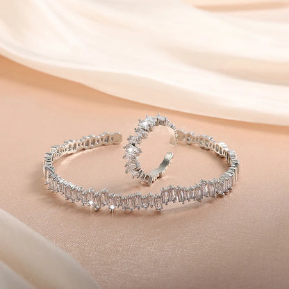 Luxurious Cubic Zirconia Bracelet and Ring Set for Women