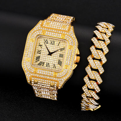 2025 Full Iced Out Watch And Bracelet For Men
