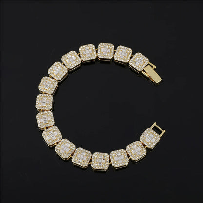 Fashion 11mm Square Zircon Link Bracelet For Men
