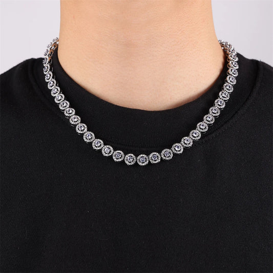 9MM Iced Out Crystal Round Tennis Necklace for Men
