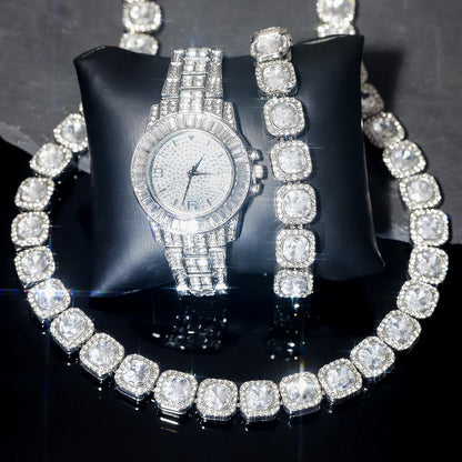 3pcs Stylish Set Full Inlaid Diamonds