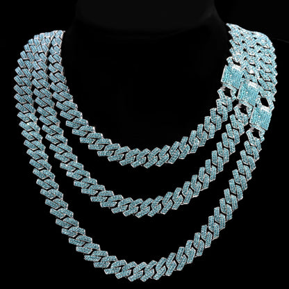 14mm Iced Out Rhombus Prong Cuban Link Chain For Men
