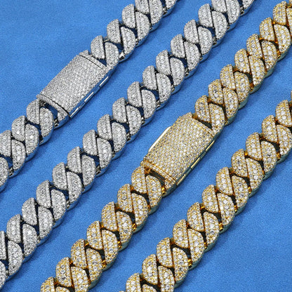 14MM 3 Rows Cz Miami Cuban Link Necklace and Bracelet