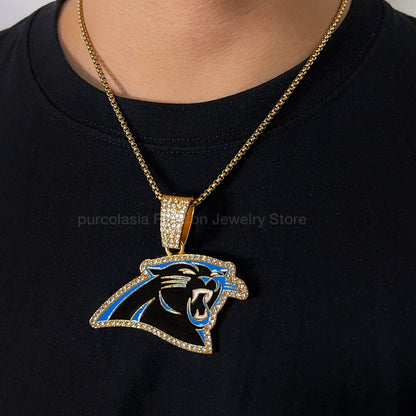Hip Hop Iced Out Black leopard Necklace For Men