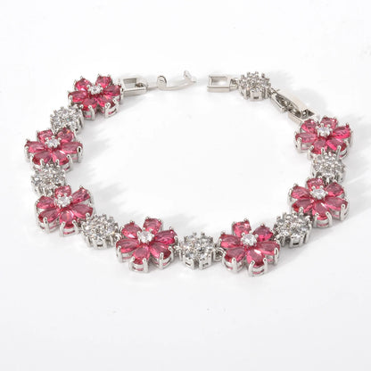 Lovely Pink Star Zirconia Tennis Bracelet For Women