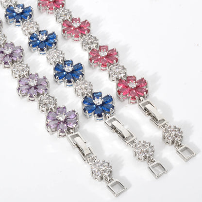 Lovely Pink Star Zirconia Tennis Bracelet For Women