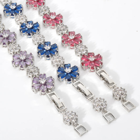 Lovely Pink Star Zirconia Tennis Bracelet For Women