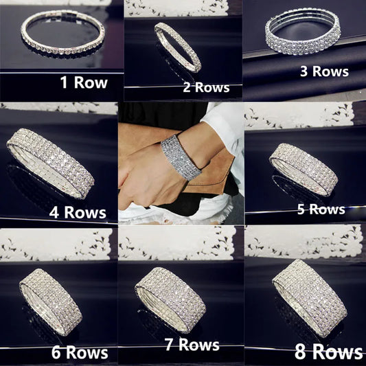 Luxury Full White AAA CZ Zircon Crystal Elastic Bracelet For Women