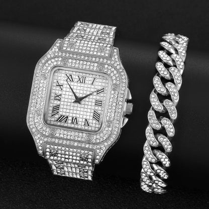 2025 Full Iced Out Watch And Bracelet For Men