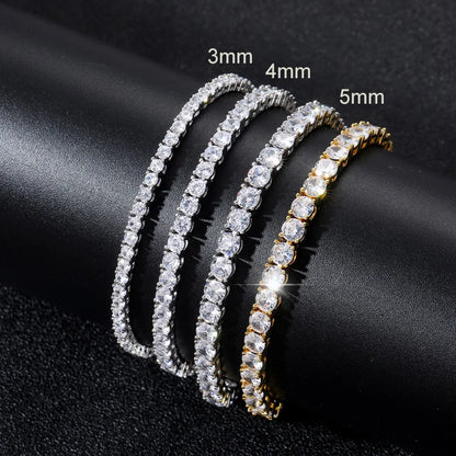 Iced Out 1 Row Crystal Tennis Bracelet For Men