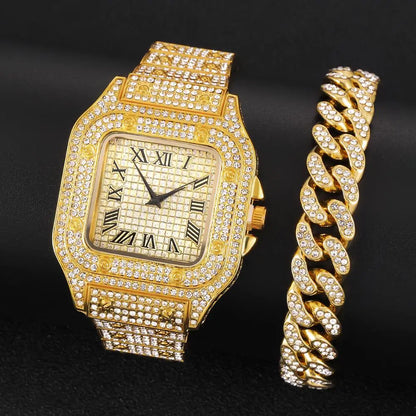 2025 Full Iced Out Watch And Bracelet For Men