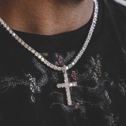 Hip Hop Iced Out Pendant Cross Necklace For Men