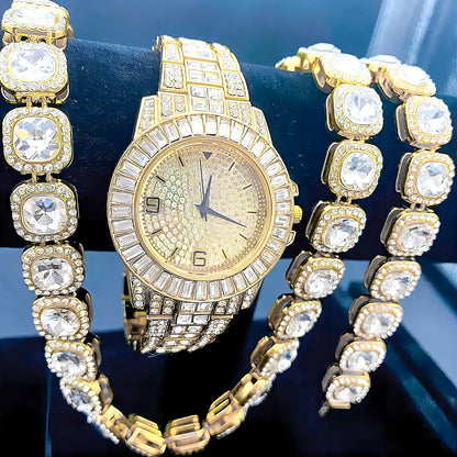 3pcs Stylish Set Full Inlaid Diamonds