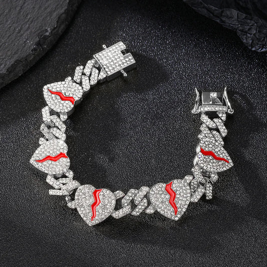 Hip Hop Broken Heart Bracelet, Chain