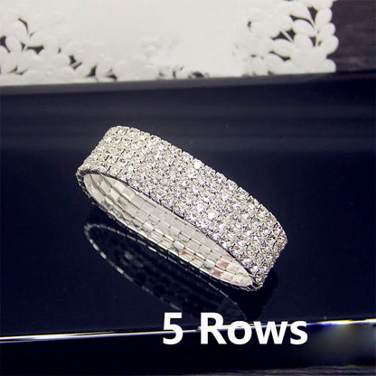 Luxury Full White AAA CZ Zircon Crystal Elastic Bracelet For Women