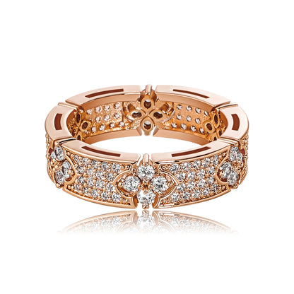 6MM Iced Out Four Leaf Flower Ring For Men