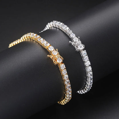 Iced Out 1 Row Crystal Tennis Bracelet For Men