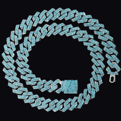 14mm Iced Out Rhombus Prong Cuban Link Chain For Men