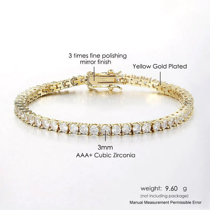 Iced Out 1 Row Crystal Tennis Bracelet For Men