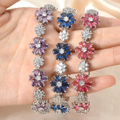 Lovely Pink Star Zirconia Tennis Bracelet For Women