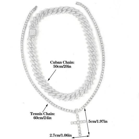 Men's Hip-hop Cross Pendant Necklace