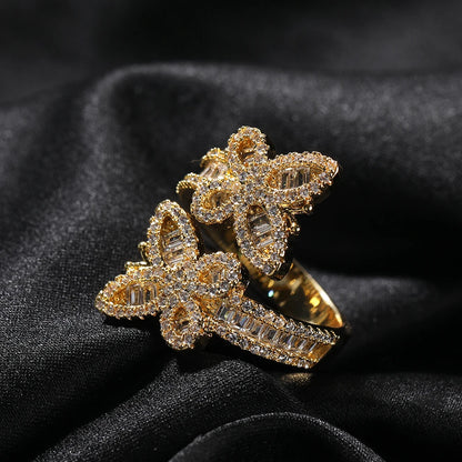 Iced Out Butterfly Rings For Women