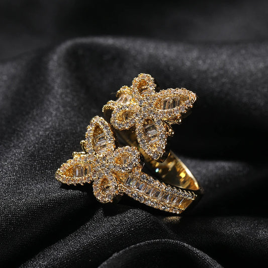 Iced Out Butterfly Rings For Women