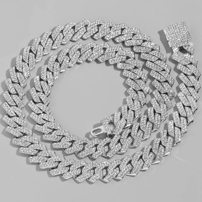 14mm Iced Out Rhombus Prong Cuban Link Chain For Men