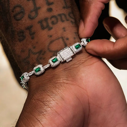 Fashion Iced Out Emerald Bracelet For Men