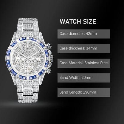 Hip Hop Iced Out, Green Diamond Watch For Men