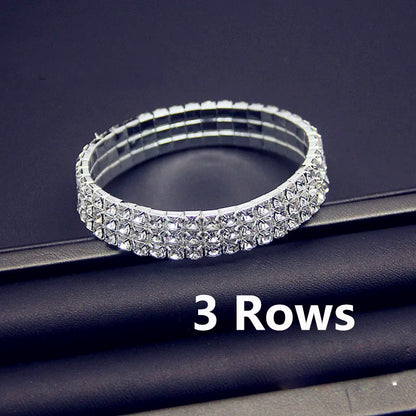 Luxury Full White AAA CZ Zircon Crystal Elastic Bracelet For Women