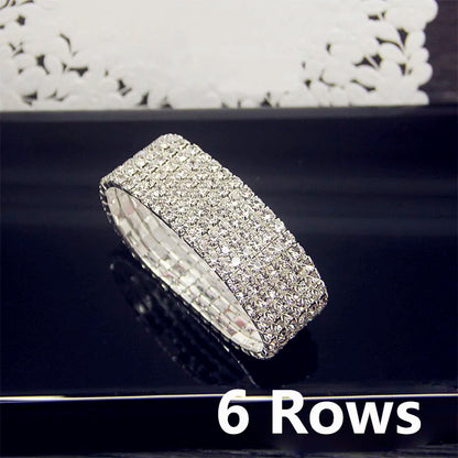 Luxury Full White AAA CZ Zircon Crystal Elastic Bracelet For Women