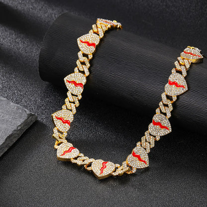 Hip Hop Broken Heart Bracelet, Chain