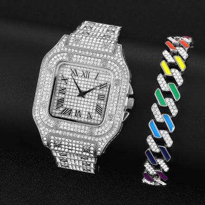 2025 Full Iced Out Watch And Bracelet For Men