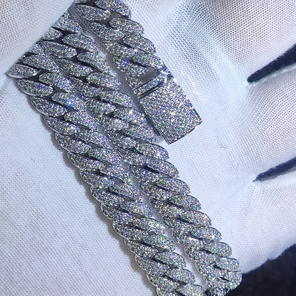 10mm Diamond Cuban Link Chain White Gold/18K Gold Plated Necklace For Men