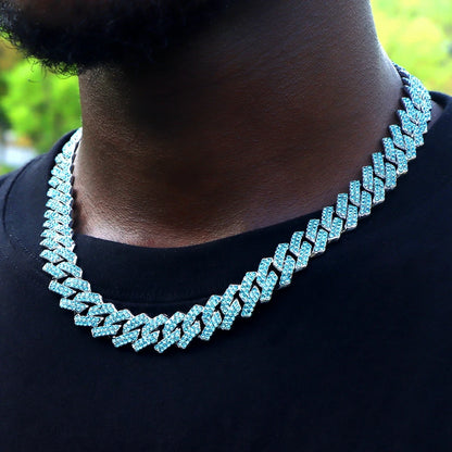 14mm Iced Out Rhombus Prong Cuban Link Chain For Men