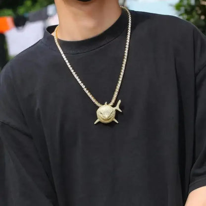 Hip Hop Ice Crystal Shark Necklace For Men