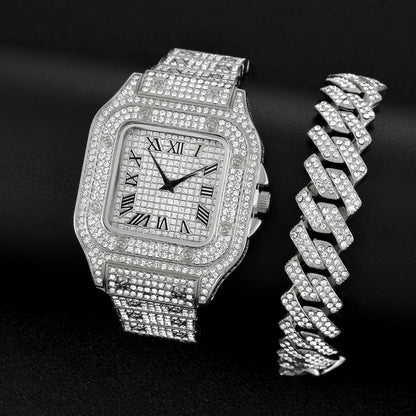 2025 Full Iced Out Watch And Bracelet For Men